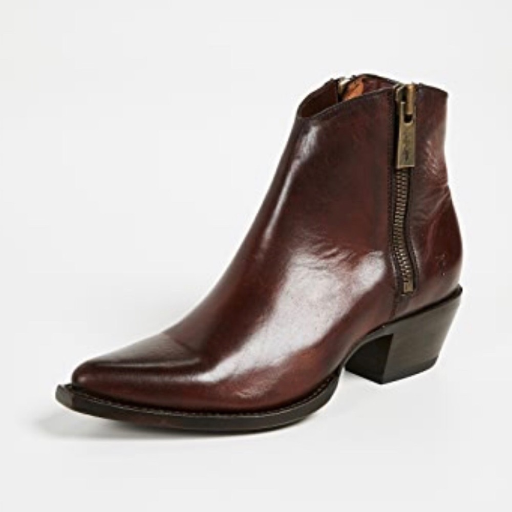 Frye Brown Sacha Zip Shortie Ankle Boots 7M